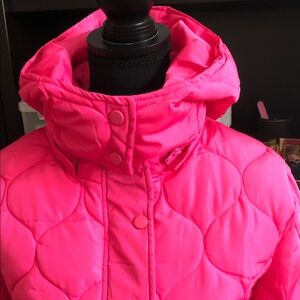 Pink Puffer Coat  by B.COATURE with detachable hoody
